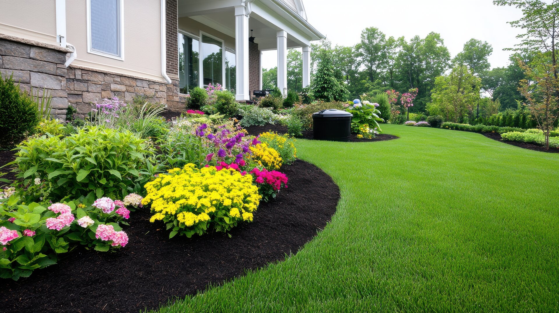 Sustainable landscape installation with drought-tolerant plants